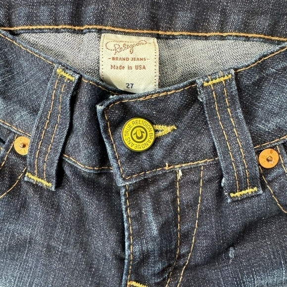 True Religion Y2K Joey Twist Seam Yellow Button Jeans *Excellent Size 27/4 - Picture 7 of 16